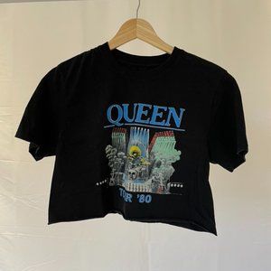 UPCYCLED Cropped Black Queen Graphic Tee